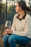 Women's Tryon Quilted Henley worn as an Antique White fall layer