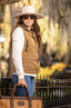 Women's Tryon Quilted Henley in Antique White with micro-corduroy-lined collar