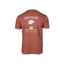 Back view of rust-colored Bourbon T-Shirt featuring a fictional bourbon label design with a fisherman under the moonlight.