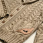 cable knit seawool cardigan closeup