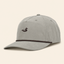 Gray cap with a small logo on a beige background