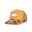 Hunt Camp Trucker Hat with blaze orange foam front and faded FrogSkin camo pattern, from DECOY Apparel