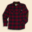 Drummond Island Flannel front view, 100% cotton flannel shirt with micro-corduroy collar and cuff details