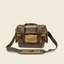 DECOY Waxed Canvas Blind Bag side view with leather trim and antique brass hardware