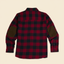 Drummond Island Flannel back view, 100% cotton flannel shirt with micro-corduroy elbow patches