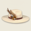 Ladies Sporting Hat Feather pinned to a women's fedora hatband