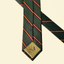 DECOY Repp Stripe Silk Necktie back showing tan tipping with DECOY mark