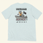 DECOY x Privateer T-Shirt heather prism ice blue colorway rear view on cream background