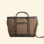 Waxed Canvas Tote front accessory pouch with antique brass zipper detail