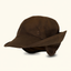 DECOY Waxed Canvas Jones Hat dark brown ear flaps down on cream background
