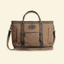 Waxed Canvas Tote with full grain leather handles and antique brass zipper top