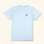 DECOY Carolina Flare T-Shirt light blue colorway front view with DECOY duck logo on cream background