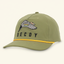 DECOY Pintail Rope Hat olive colorway with pintail duck embroidery on cream background