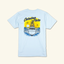 DECOY Carolina Flare T-Shirt light blue colorway rear view with Carolina Flare boat graphic on cream background
