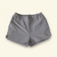 DECOY Ladies Tidal Shorts grey colorway front view with DECOY duck patch on cream background