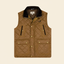 Men's South Creek Quilted Vest front view in Waxed Khaki with 12 oz waxed cotton shell and corduroy-lined collar