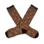 Men's dress sock in field brown with blaze orange DECOY logo, made in North Carolina