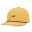 Gold modern performance rope hat with snapback enclosure and DECOY logo embroidery, front angle view