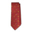 Front view of red silk necktie with repeating pheasant motif – perfect for upland hunting gentlemen