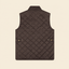 Men's South Creek Quilted Vest back view in Waxed Brown waxed cotton with drop-tail hem