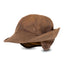 Side view of Waxed Canvas Jones Hat in brown with ear flap folded down